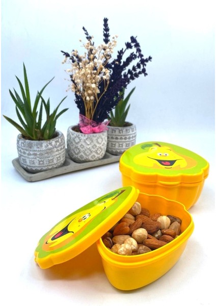 Iç Içe Geçen Armut Tasarımlı Saklama ve Beslenme Kabı Seti, 550 ml ve 250 ml modelleri