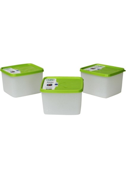 3'lü Yeşil Saklama Kabı, 1,1 Litre, Pratik ve Sağlam Set