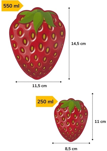 Iki Parçalı Çilek Temalı Saklama ve Beslenme Kabı Seti, 550 ml ve 250 ml fırsatları