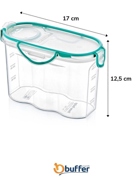 Kilitli Kapaklı, Contalı, Hava ve Su Geçirmez 1,2 Litre Saklama Kabı, Beyaz