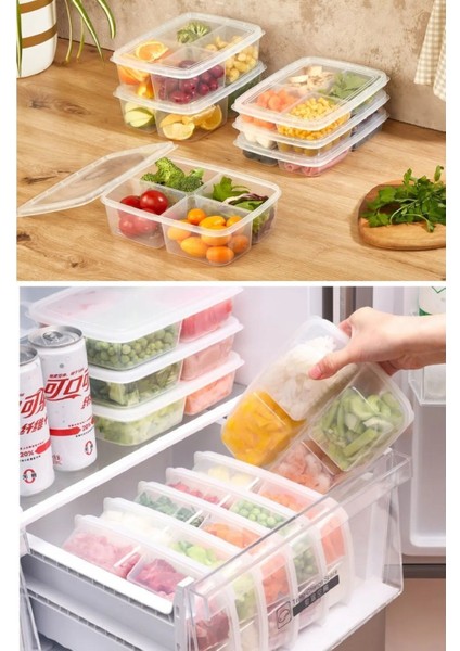 4 Bölmeli Renkli Saklama Kabı, Mikrodalga ve Dondurucu Uyumlu, Öğünlük ve Piknik Için modelleri