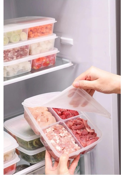 4 Bölmeli Renkli Saklama Kabı, Mikrodalga ve Dondurucu Uyumlu, Öğünlük ve Piknik Için fırsatları