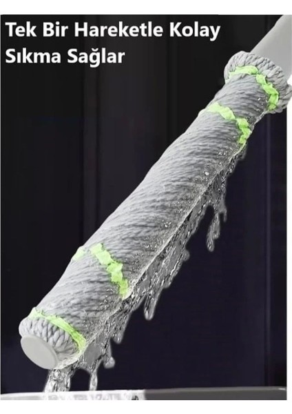 Kendinden Sıkmalı Bükümlü Paspas Mop Yedekli, Pratik ve Temizliğe Uygun modelleri