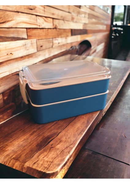 Lacivert 2 Katlı Saklama Kabı, Sağlıklı ve Pratik Yemek Saklama Çözümü