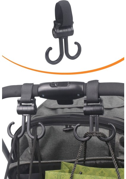 Iki Adet Döner Cırtlı Bebek Arabası Yanına Takılan Taşıma Aparatı