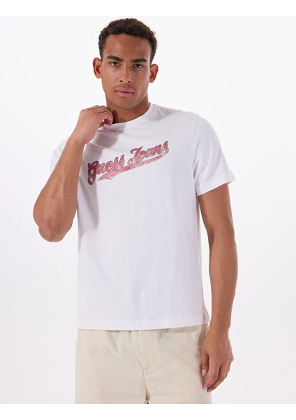 Beyaz Erkek Regular Fit Desenli T-Shirt M5GI54K8FQ4G011 Gj Ss Cn Reg 1981