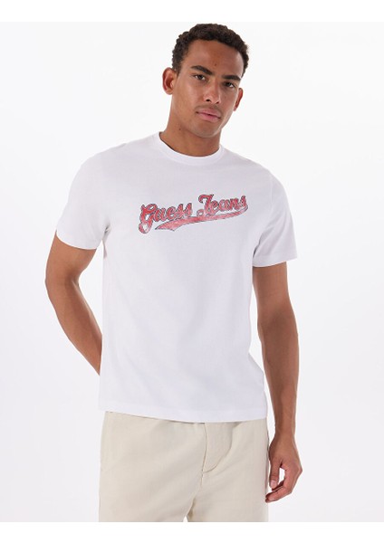 Beyaz Erkek Regular Fit Desenli T-Shirt M5GI54K8FQ4G011 Gj Ss Cn Reg 1981 modelleri