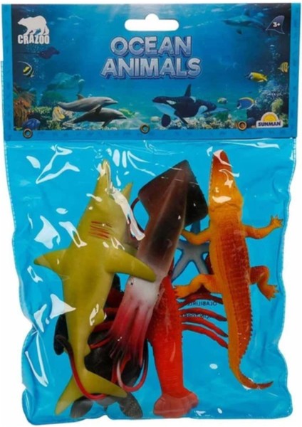Renkli Deniz Canlıları Okyanus Hayvanları Su Oyunu Seti Orta Boy