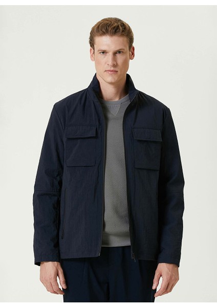 Lacivert Erkek Dik Slim Fit Düz Mont 1092059