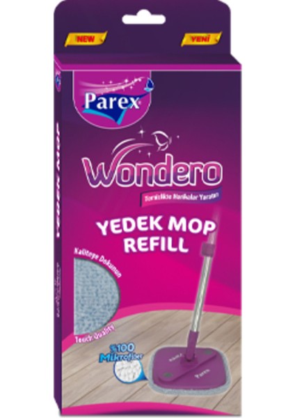 Gri Wondero Yedek Paspas Mop, Temizlik Için Uygun ve Dayanıklı.