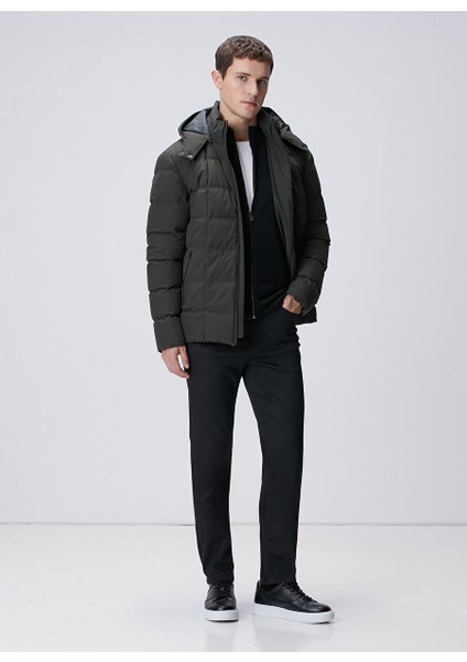 Kapüşonlu Slim Fit Kapitone Haki Erkek Mont 109375 modelleri