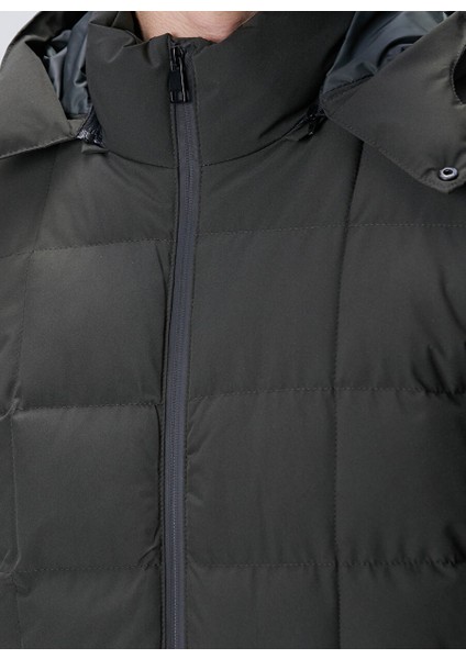 Kapüşonlu Slim Fit Kapitone Haki Erkek Mont 109375