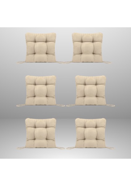 Sandalye Minderi 45X45 cm 6'lı Sütlü Kahve Rengi