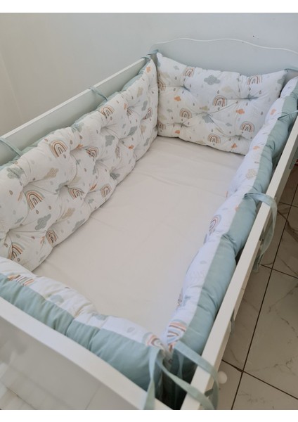 60X100 Beşik Kenar Koruma - 40CM Yükseklik - %100 Pamuk Kumaş - Antialerjik - Yıkanabilir