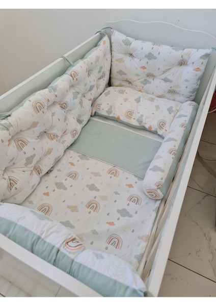 60X100 Beşik Kenar Koruma - 40CM Yükseklik - %100 Pamuk Kumaş - Antialerjik - Yıkanabilir
