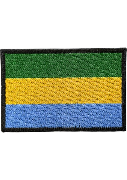 Gabon Bayrağı Nakış Patch Peç - 8x5 cm