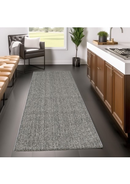 Bukle Kilim Düz Yumuşak Sisal Jüt Taban Polipropilen Tozumaz Oda Koridor Halısı Gri Renk