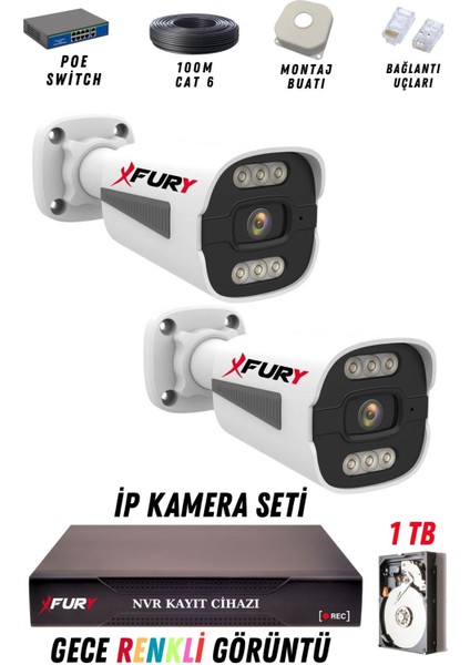 2 Kameralı Ip Güvenlik Kamerası Seti 4mp Gece Renkli Su Geçirmez 1506 1tb fiyatları