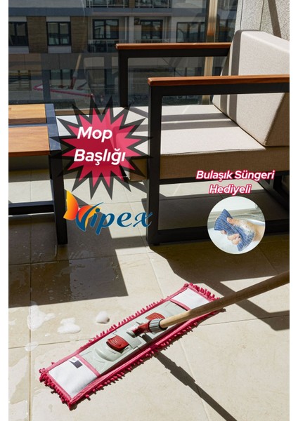60 cm Şönil Püsküllü Yedek Mop Başlığı, Kırmızı Renkli, Dayanıklı ve Pratik Kullanım