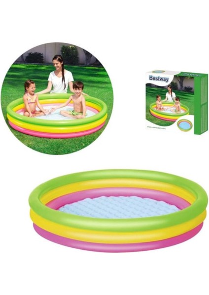 3 Bölmeli Şişme Havuz, 102 x 25 Cm, Eğlenceli ve Renkli Yaz Aktiviteleri
