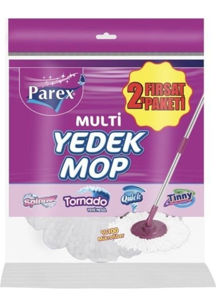 Mor Yedek Mop Başlığı 2’li Temizlik Seti