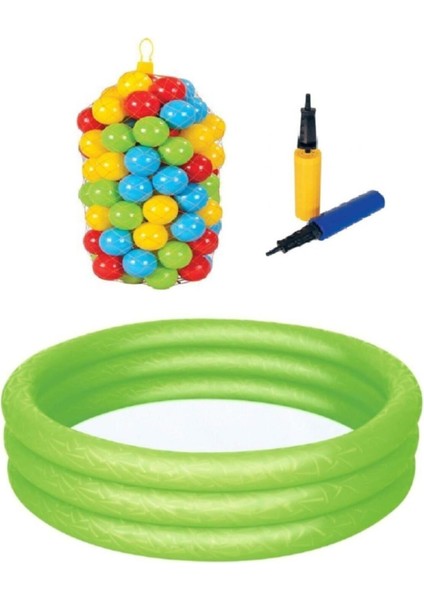 Yeşil 102 cm Havuz ve 100 Adet 6cm Top Pompa ile Eğlence Dolu Oyun Seti