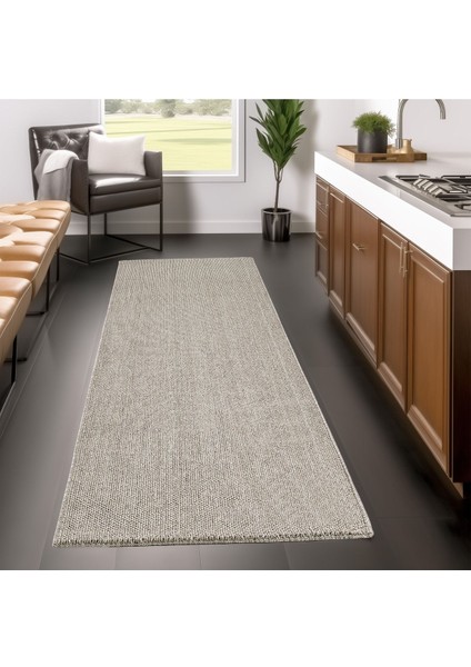 Bukle Kilim Düz Yumuşak Sisal Jüt Taban Polipropilen Tozumaz Oda Koridor Halısı Kahve Renk