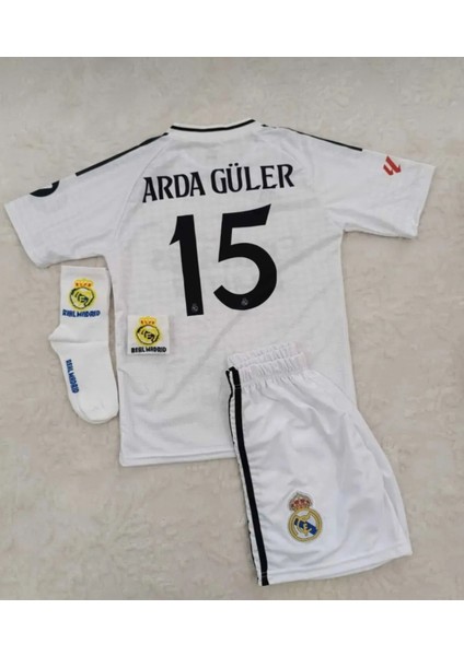 Real Madrid -Arda Güler Beyaz -Renk Yeni Sezon Çocuk Futbol Forma 4"li Seti