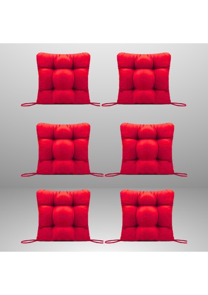 Sandalye Minderi 45X45 cm 6'lı Kırmızı