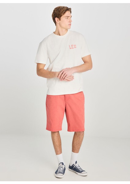 Ekru Erkek Relaxed T-Shirt LD798679923 Relaxed Fit Grafik