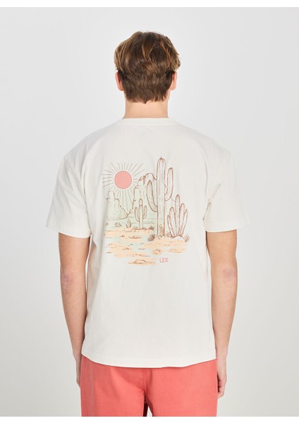 Ekru Erkek Relaxed T-Shirt LD798679923 Relaxed Fit Grafik indirimleri