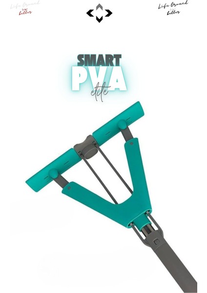 Turkuaz Gri Pva Kelebek Mop, Islak ve Kuru Temizlik Için Mikrofiber Mopu