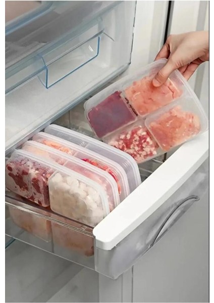 Turuncu 4 Bölmeli Kapaklı Saklama Kabı, Buzdolabı ve Kahvaltılık Organizer modelleri