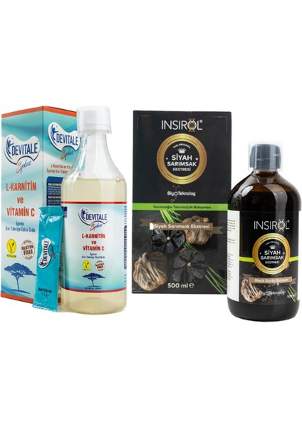Devitale Splus 500 ml (L-Karnitin & C Vitamini) + Insırol Siyah Sarımsak Ekstresi 500 ml