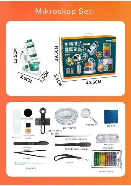 Dijital Mikroskop Seti 60-180X Büyütme El Mini Eğitici Çocuk Mikroskobu 21 Parça Eğitici Set modelleri
