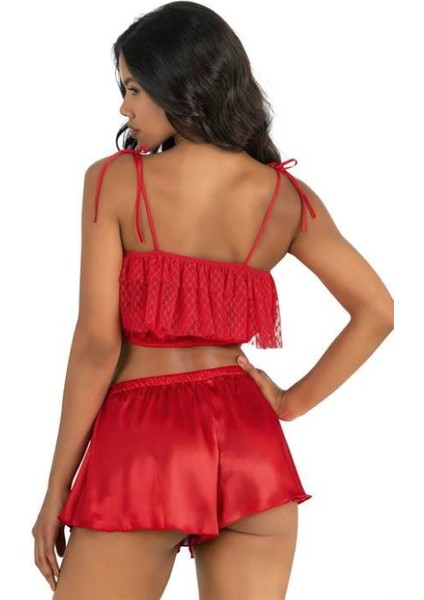 Marsilyan- Kırmızı Saten Şort Takımı 9206 fiyatları