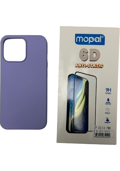 iPhone 13 Pro Mor Silikon Kılıf Kırılmaz Cam Hediye