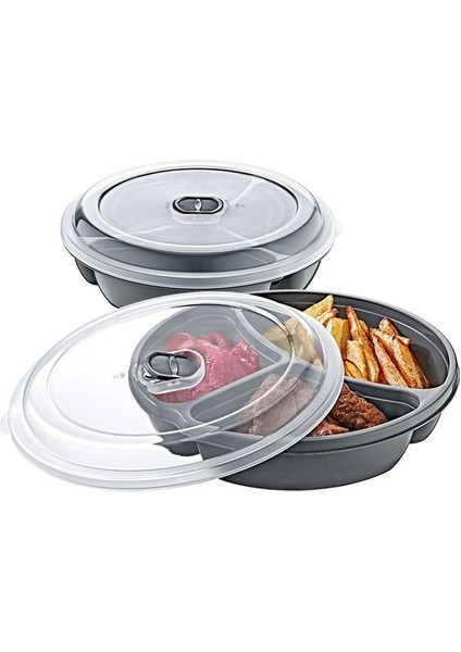 3 Bölmeli Çok Renkli Mikrodalga Saklama Kabı Hobby Life