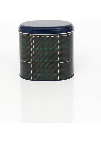 Yeşil Ekose Desenli Oval Metal Saklama Kabı 11X15 Cm, Çok Renkli fiyatları
