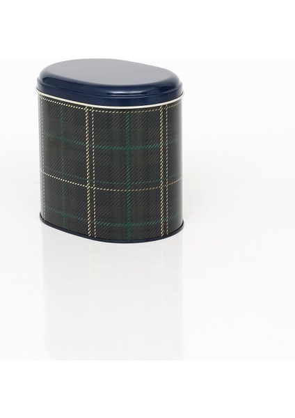 Yeşil Ekose Desenli Oval Metal Saklama Kabı 11X15 Cm, Çok Renkli modelleri