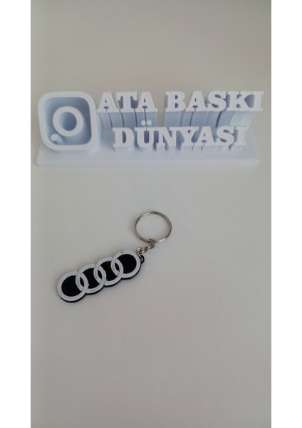 Audi Logolu 3D Baskı Anahtarlık – Araba Severlere Özel Tasarım