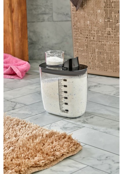 Hava Geçirmez, Kendinden Ölçekli Vakumlu Deterjan Saklama Kabı 1200 ml Siyah modelleri