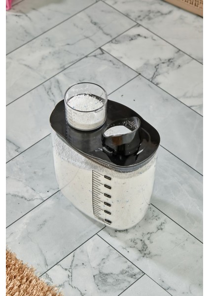 Hava Geçirmez, Kendinden Ölçekli Vakumlu Deterjan Saklama Kabı 1200 ml Siyah indirimleri