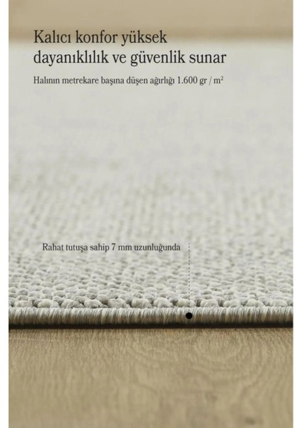 Bukle Kilim Düz Yumuşak Sisal Jüt Taban Polipropilen Tozumaz Oda Koridor Halısı Gümüş Renk modelleri