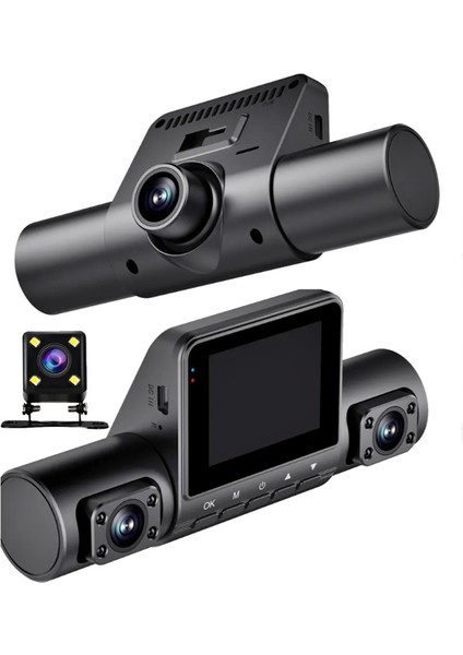 Dört Lensli Araç Içi Kamera |360° Tam Kapsamlı Kayıt, Yüksek Çözünürlüklü Gece Görüşlü G Sensörlü fiyatları