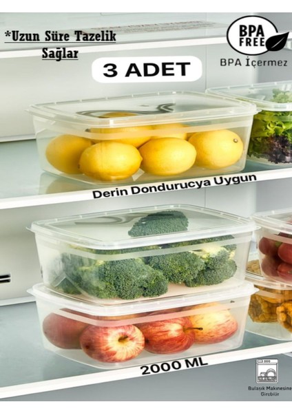 3 Adet Şeffaf 2 Lt Saklama Kabı, Baharat ve Bakliyat Için, Turuncu Renkli