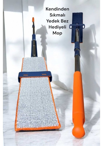 Renkli Kendinden Sıkmalı Mikrofiber Mop 1 Adet Yedek Bez Hediye ile Birlikte fiyatları