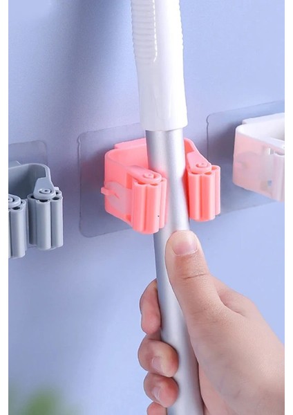 4'lü Yapışkanlı Temizlik Fırçası ve Şemsiye Tutucu Seti, Gri