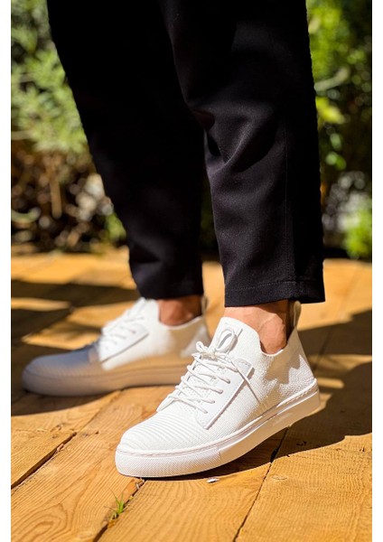 J110 Bağcıklı Ortopedik Taban Triko Erkek Spor Sneaker Ayakkabı Bt Beyaz modelleri