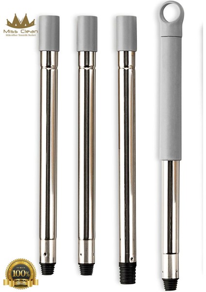 120 cm 4 Parça Özel Sap Seti, Pas ve Çek Paslara Uyumlu Mop Fırça